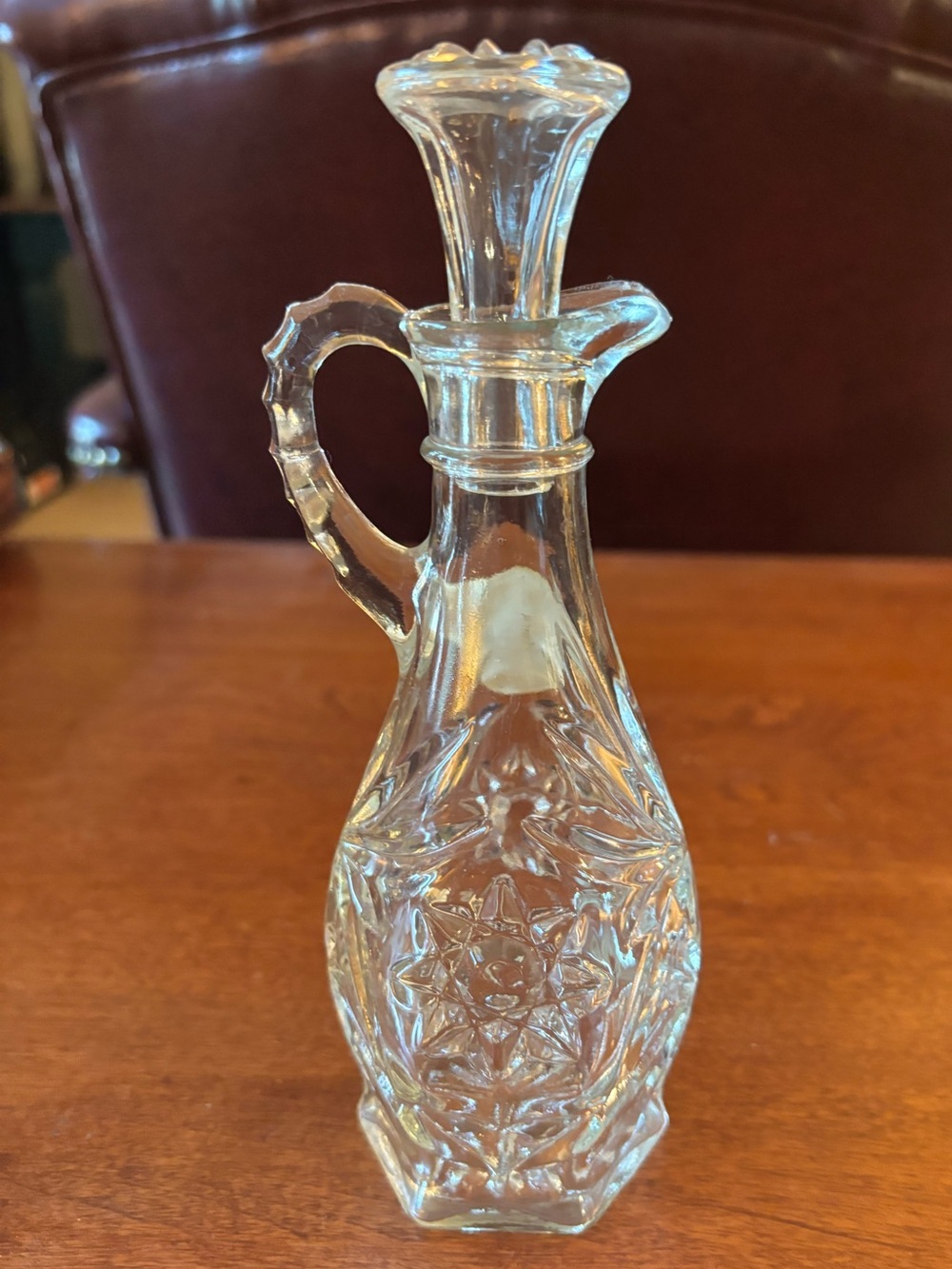 vintage Anchor Hocking Early American Prescut clear glass oil or vinegar cruet